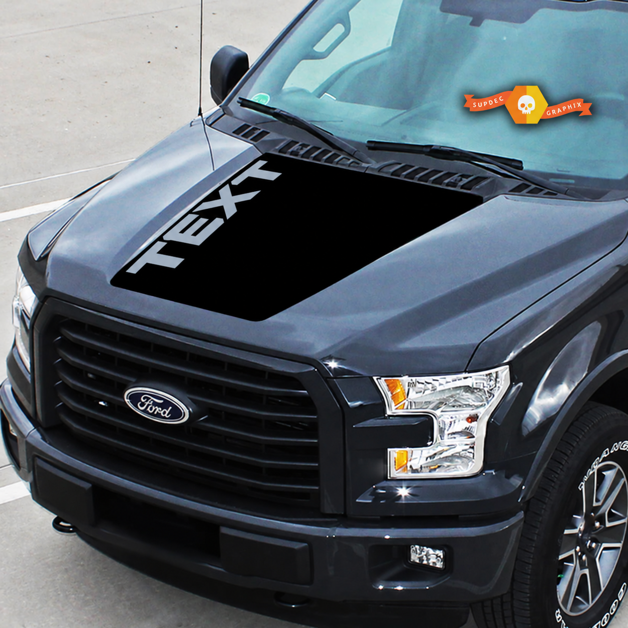 TEXT Edge Lettering Blackout Hood Vinyl Decal Sticker for Ford F-150 2015-2018
