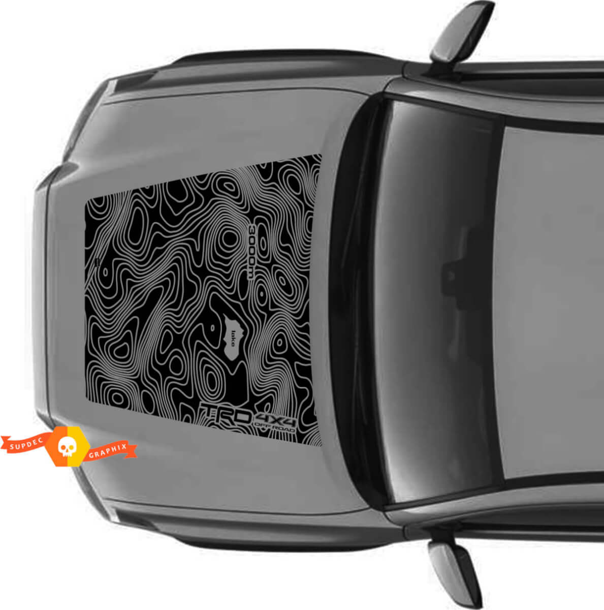 Huge TRD Off Road NO SCOOP! Topographic Map Hood Vinyl Stickers Decal fit to Toyota Tacoma 2016 - 2021 models
