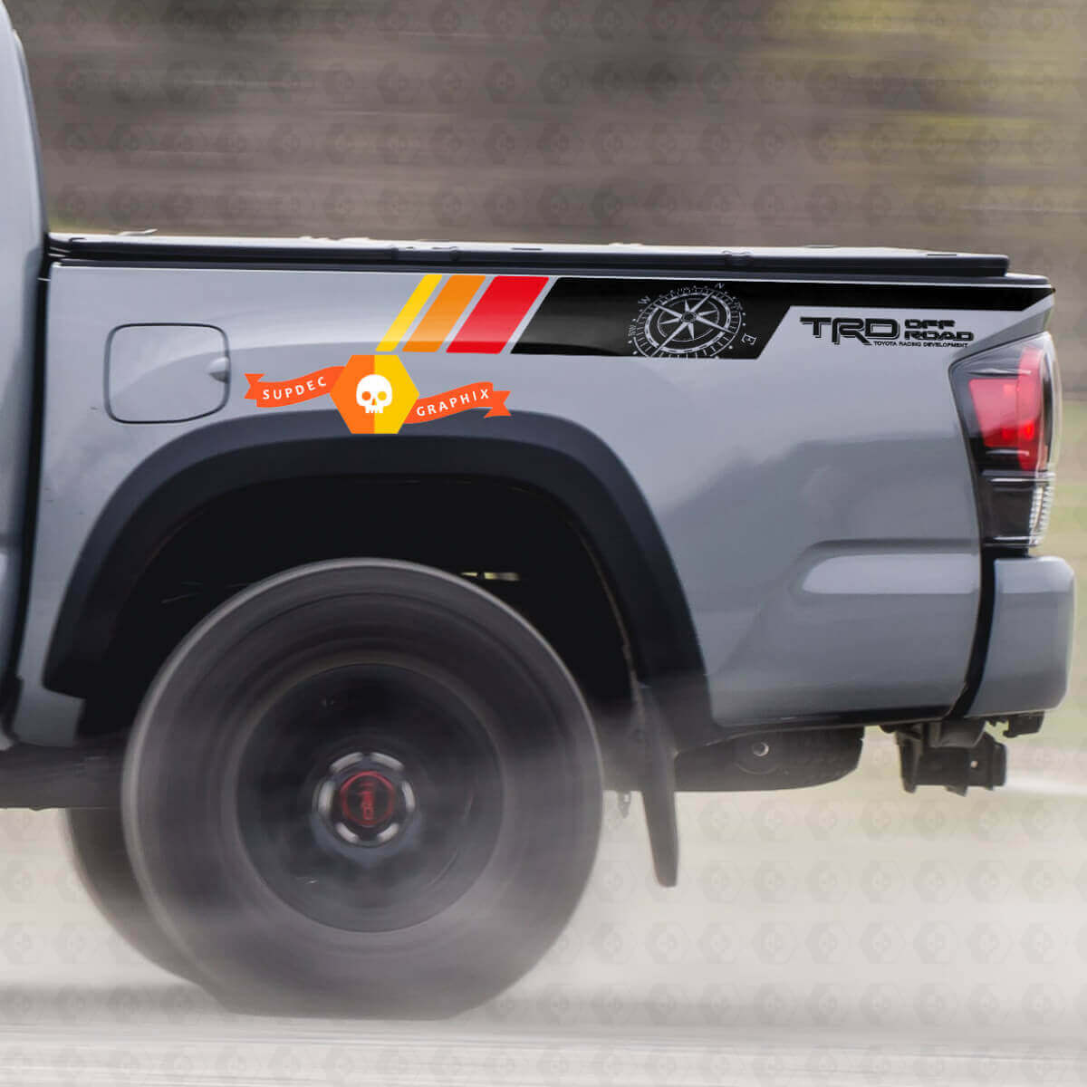 TRD Compass Vintage Style Bedside Vinyl Decal Sticker for Toyota Tacoma 2005-2020