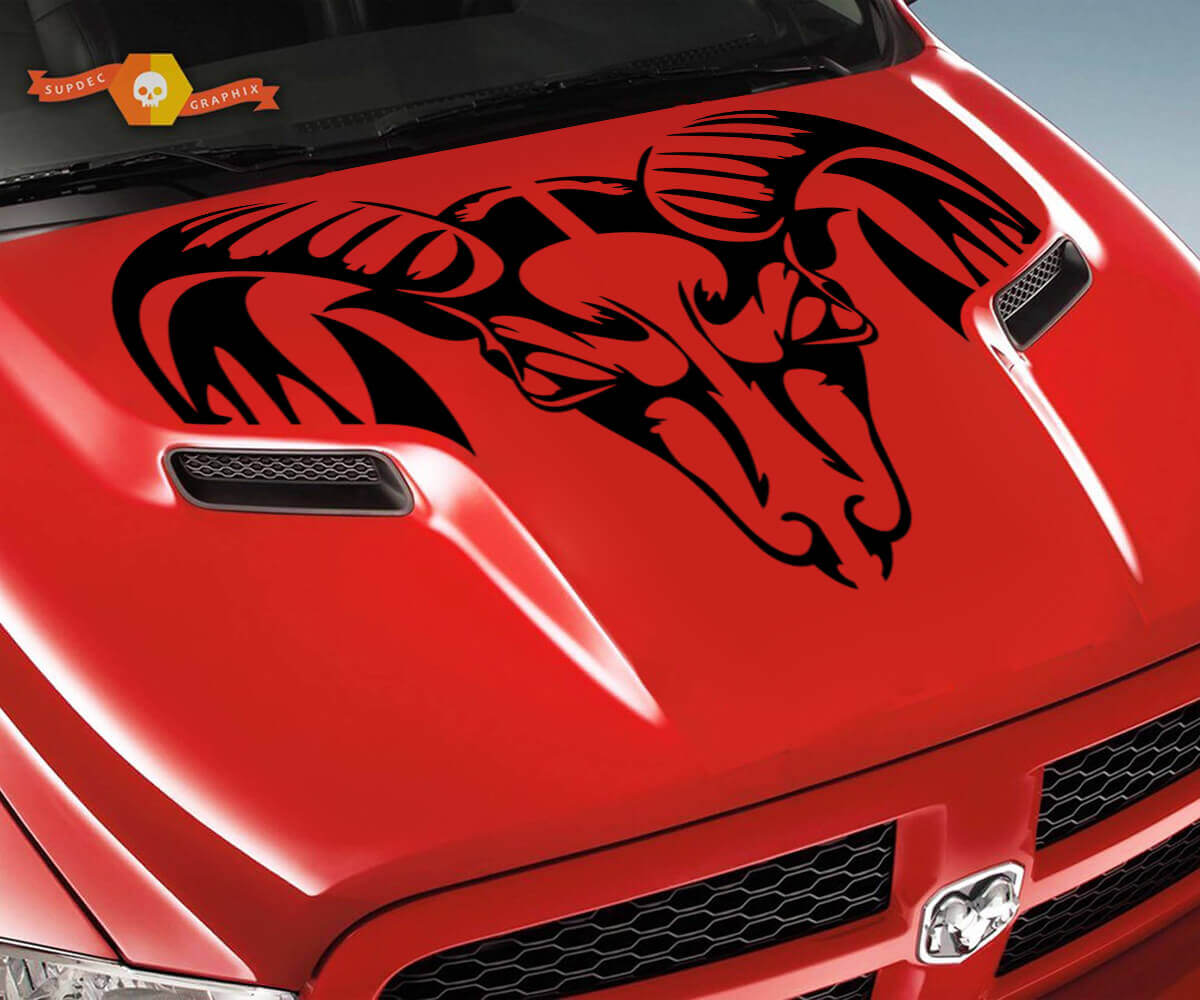 Ram Skull Grunge Bonnet Truck Vinyl Sticker Decal Graphic for Dodge Ram 1500 2500