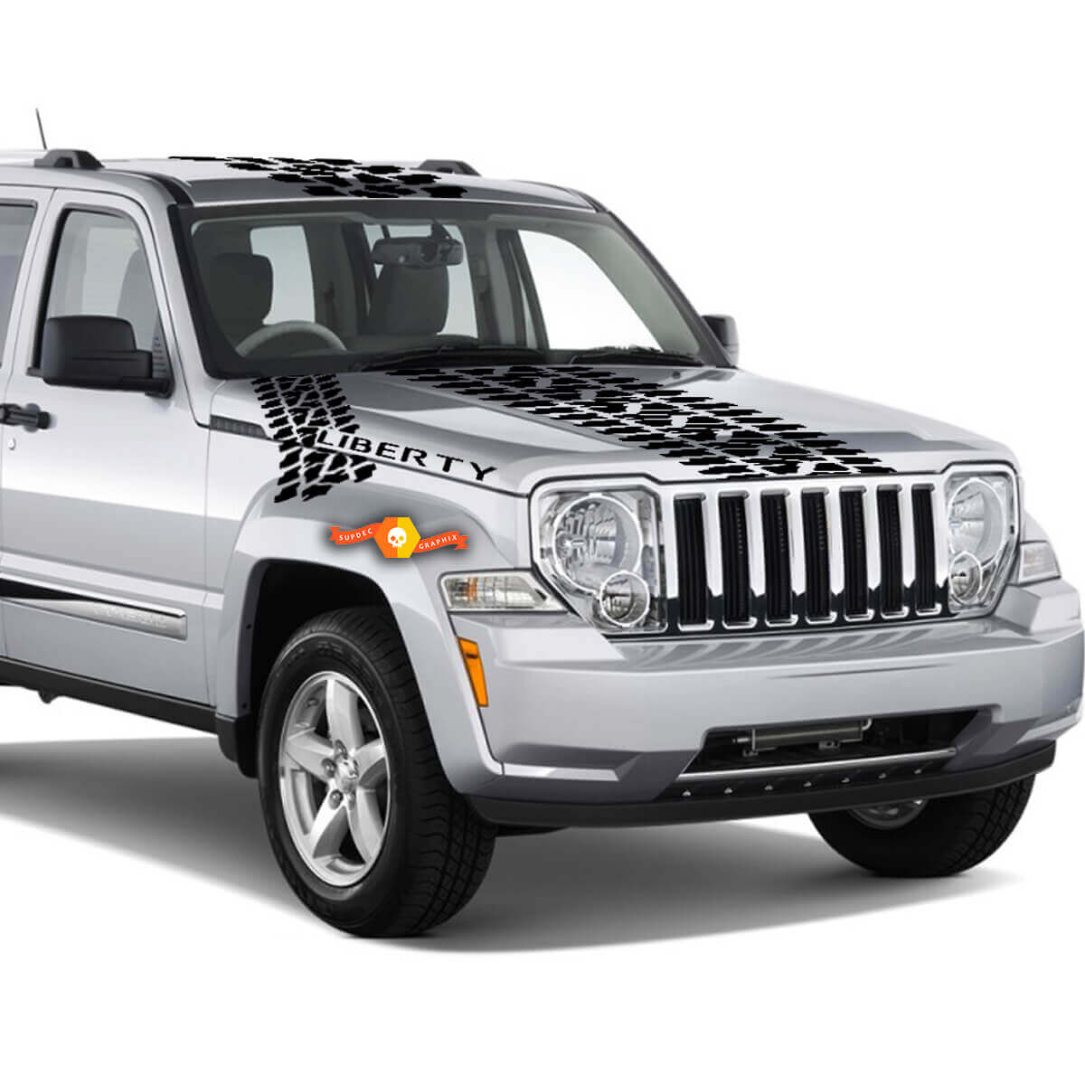 Tire tread bonnet Roof Boot car vinyl graphic sticker decals for fits jeep Liberty