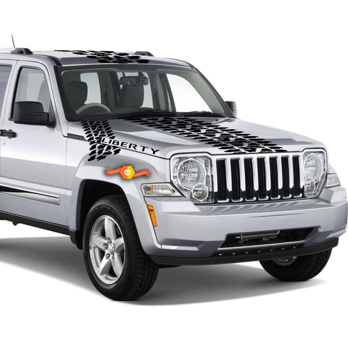 Tire tread bonnet Roof Boot car vinyl graphic sticker decals for fits jeep Liberty
