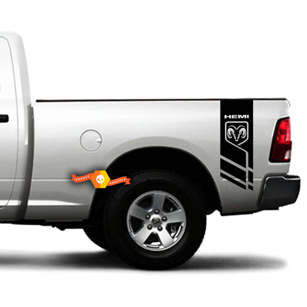 Hemi Style Bedside Stripes Vinyl Decals Set for Ram 1500-3500