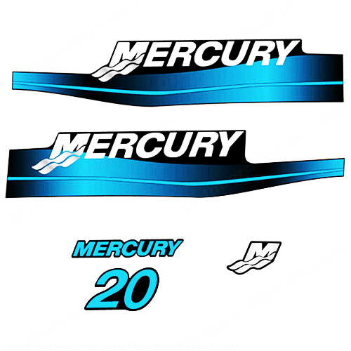 Mercury 20HP 2-Stroke Decal Kit - Blue Sticker Decal