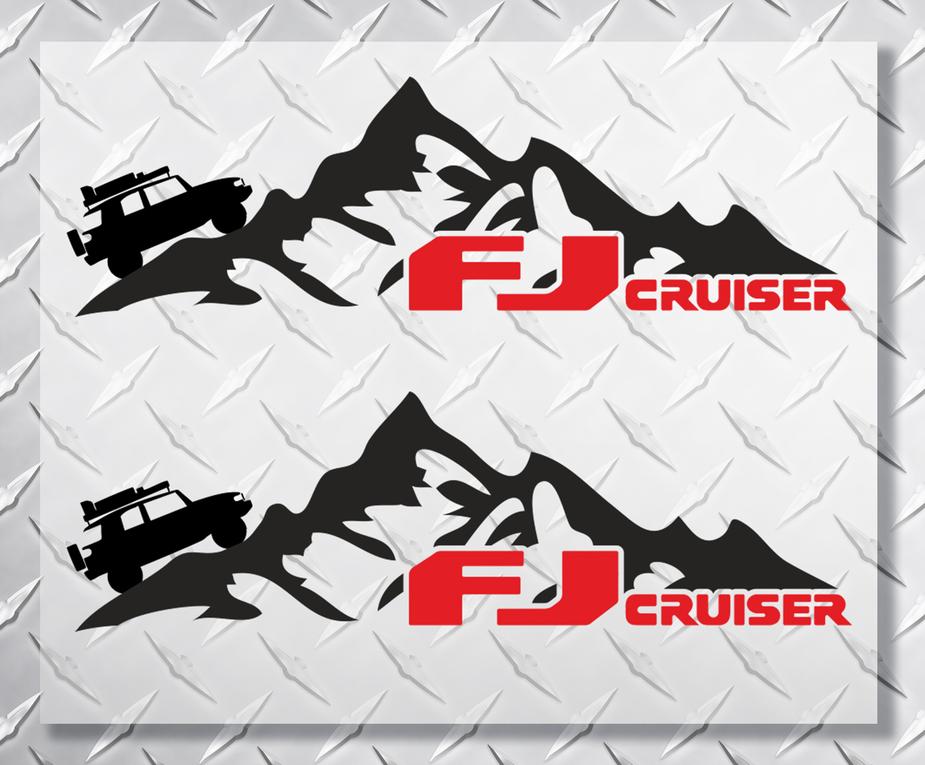 PAIR Mountains Toyota FJ Cruiser side vinyl stickers decals