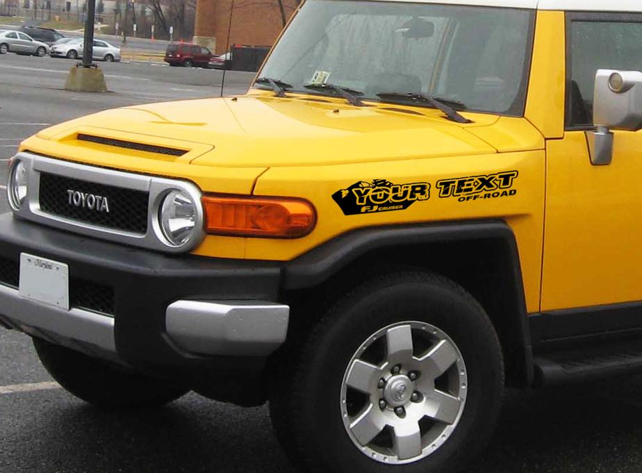 PAIR Toyota FJ Cruiser hood vinyl stickers decals your text