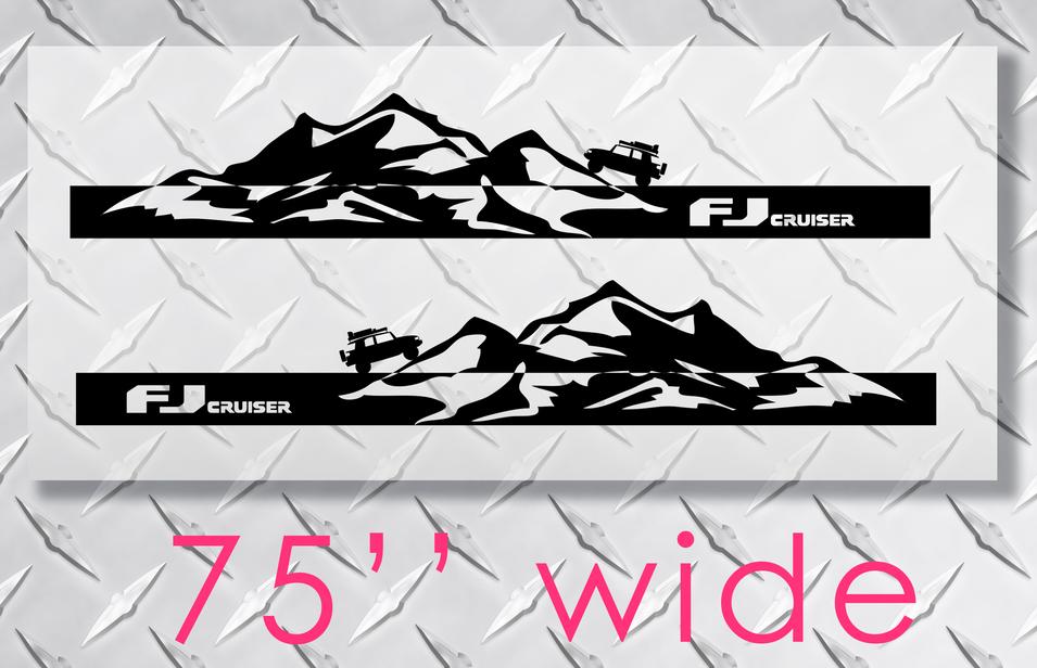 Toyota FJ Cruiser Mountains Side Trim Strobe Stripes Vinyl Decal Graphics LOGO