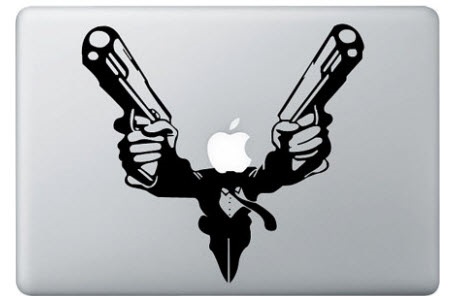 Man with two guns MacBook Decal Sticker