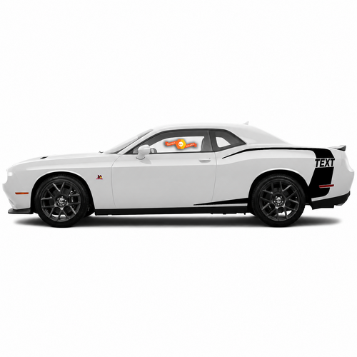 TEXT Reverse C Stripe Pair Side Rear Fender Vinyl Decal Sticker for Dodge Challenger 2015-2018
