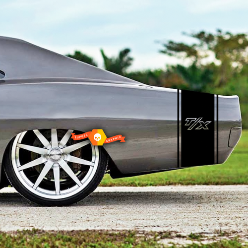 T/X Twin Pinstripe Tail Band Rear Fender Trunk Vinyl Decal Sticker for Dodge