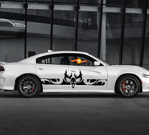 2 Side Dodge Charger Ram Skull Side Vinyl Decals Graphics Sticker
