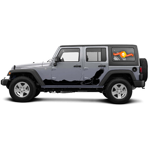Bald Eagle Mountain Side Vinyl Decal for Jeep Wrangler