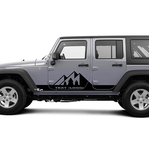 Custom Text Mountain Rocker Panel Side Vinyl Decals Graphics Sticker for Jeep Wrangler CJ TJ JK JKU JL JLU