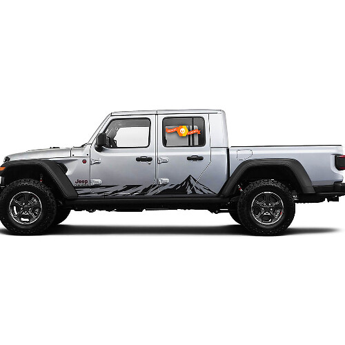 2 Side Jeep Gladiator Rocker Panel Mountain Side Vinyl Decals Graphics Sticker
