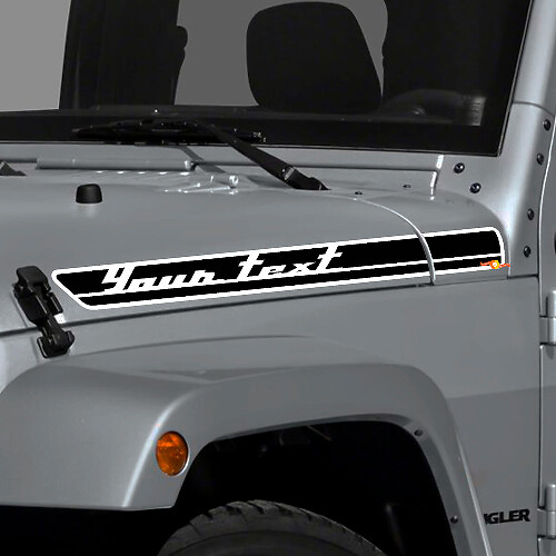 Custom Text Hood Side Stripes Vinyl Decal Kit for Jeep Wrangler_1