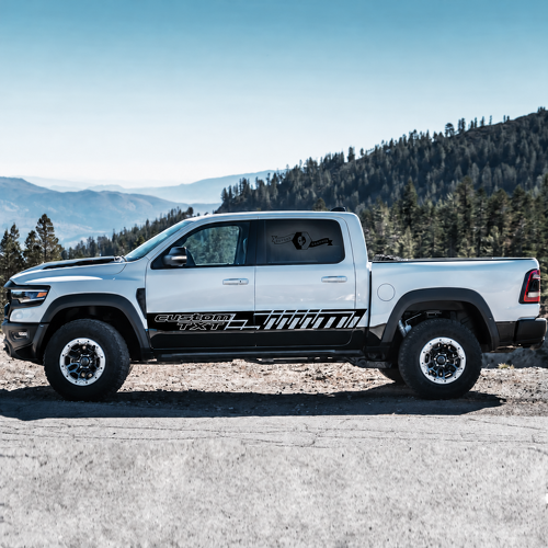 custom TXT Slotted Door Stripe Pair Door Vinyl Decal Sticker for RAM 1500 Rebel, TRX 2021-2026