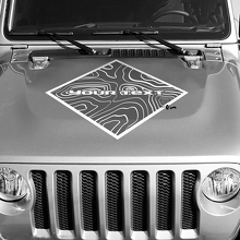 Blackout Contour Map Bonnet Square Style Graphics Vinyl Wrap Sticker Decal 2 Colours for Jeep Wrangler 3
