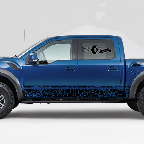 TEXT Topographic Rocker Stripe Pair Rocker Panel Vinyl Decal Sticker for Ford F-150