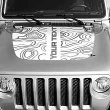 Noir Carte Topographique Capot Vinyle Autocollant Texte Central Personnalisé pour Jeep Wrangler 2
