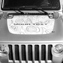 Blackout Topographic Contour Map Bonnet Vinyl Decal Sticker Custom Text for Jeep Gladiator 2