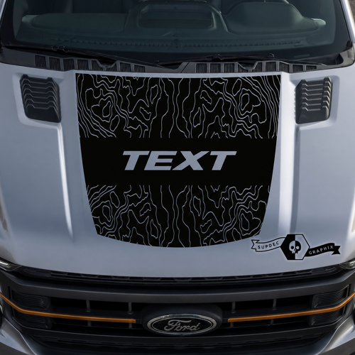 TEXT Topographic Center Band Hood Vinyl Decal Sticker for Ford F-150 2015-2016