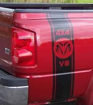 2 DODGE 4x4 V8 stripes DECALS STICKERS RAM