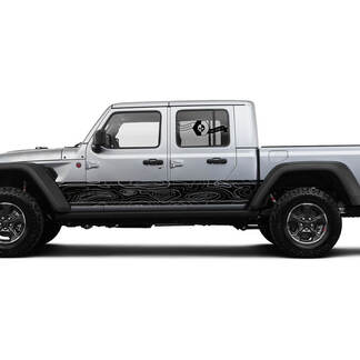 Jeep Gladiator Side Side Door unique Decal Contour Map Vinyl decal sticker Graphics kit for JT 2018-2021
