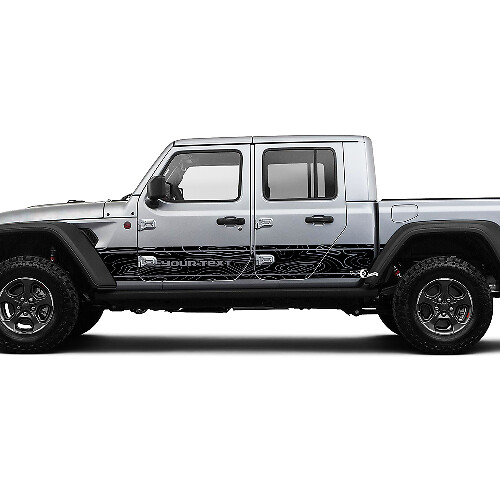 Jeep Gladiator Side Side Door unique Decal Contour Map Vinyl decal sticker Graphics kit for JT 2018-2021 Custom Text
