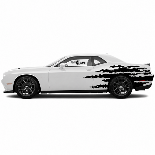 Torn Slash Pair Side Rear Fender Vinyl Decal Sticker for Dodge Challenger