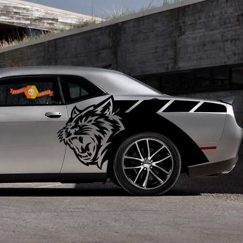 Custom Cat Head Billboard Stripe Pair Side Vinyl Decal Sticker for Dodge Challenger SRT, Hellcat