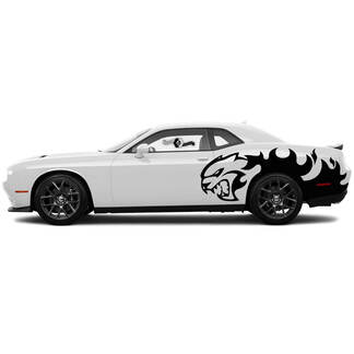 Pair Hellcat decals for Dodge Challenger Splash Flames Side Vinyl Decals Stickers
