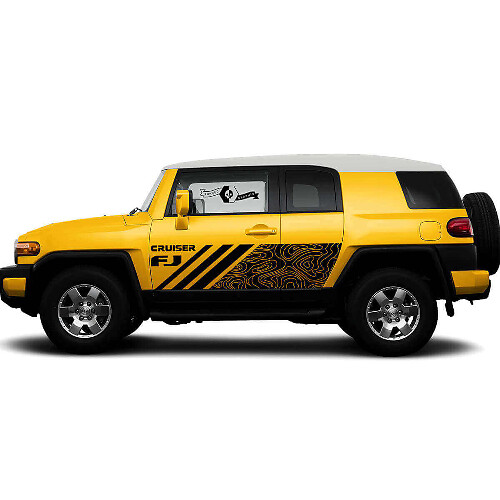 Topographic Map Style Side Door Vinyl Decal Sticker for Toyota FJ Cruiser