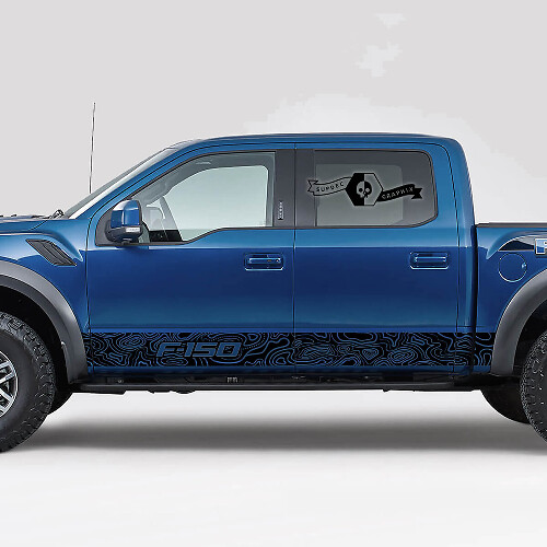 Topographic Map Side Stripes Vinyl Decals Kit for Musclecar truck