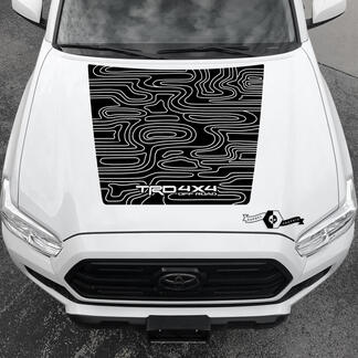 TRD 4x4 Off road Tacoma Hood NO! Scoop Blackout Topographic Map hood Toyota Vinyl Stickers Decal fit to Tacoma 16-21
