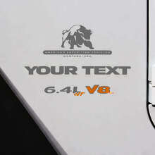 6.4L V8 Bull with Custom Text Vinyl Decal Kit for Jeep Wrangler_3