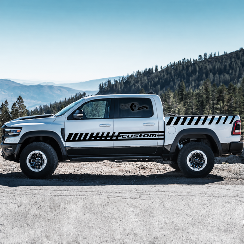 custom Door Strobe and Bedside Stripe Kit Bedside Door Vinyl Decal Sticker for RAM 1500 2021