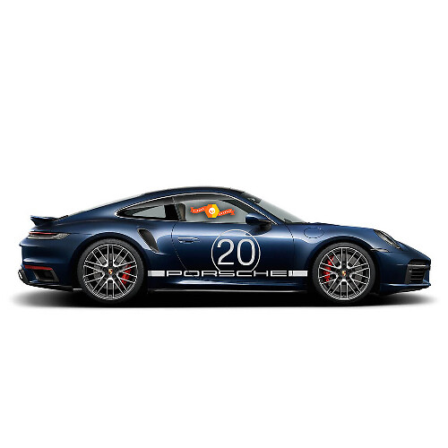 Racing Side Stripes with Door Number Vinyl Decals For Porsche 911 