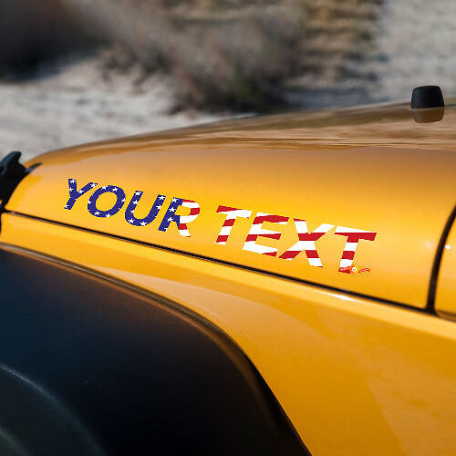 American Flag Style Lettering Hood Vinyl Decal Kit for Jeep Rubicon 