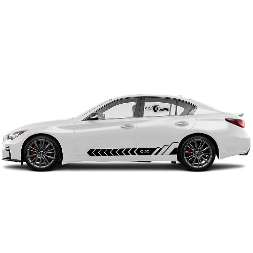 Pair New Decal Rocker Panel Sticker Gills Side door Bottom part Stripe for INFINITI Q50

