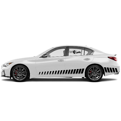 2 Nya Decal Rocker Panel Sticker vertikala strobe Lines Modern Slim Stripe för INFINITI Q50 Q60
