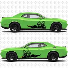 2 Side Dodge Challenger Scat Pack door Wrap Destroyed Сlassic Side Vinyl Decals Graphics Sticker
 2