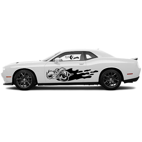 2 Side Dodge Challenger Super Bee Door Destroyed Splash Wrap Classic Side Vinyl Decals Graphics Sticker
