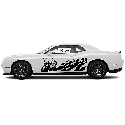 2 Side Dodge Challenger Scat Pack Door Destroyed Splash Wrap Side Vinyl Decals Graphics Sticker
