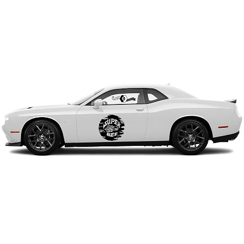 2 Side Dodge Challenger Super Bee door Destroyed Wrap Сlassic Side Vinyl Decals Graphics Sticker

