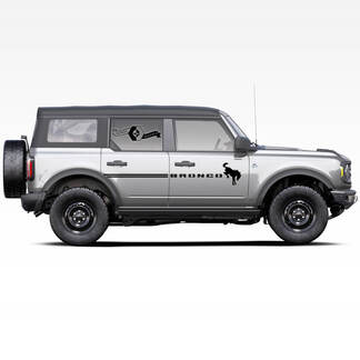 Pair of Bronco horse stallion Logo Side Doors Stripe Decals Stickers for Ford Bronco 2021
