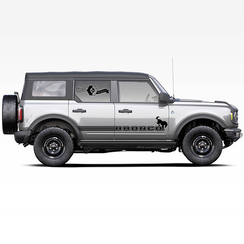 Pair of Bronco Side horse Doors Stripe Sun Decals Stickers for Ford Bronco 2021
