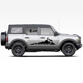 Pair of Bronco horse stallion Mountains Logo Side Doors Decals Stickers for Ford Bronco 2021
