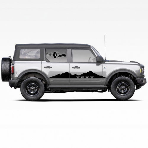Custom Text Two Peaks Mountains Logo Side Door Decals Stickers Pair for Musclecar horse 2021