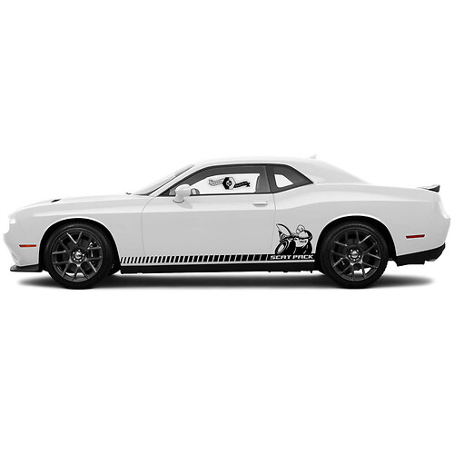 Pair Scat Pack Dotted Line Rocker Panel Stickers Decals Stripe Vinyl Graphics for Dodge Challenger
