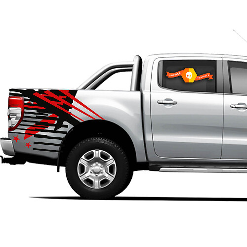 Abstract Style Bed Side Stripes Vinyl Decal Kit for Pickup Trucks